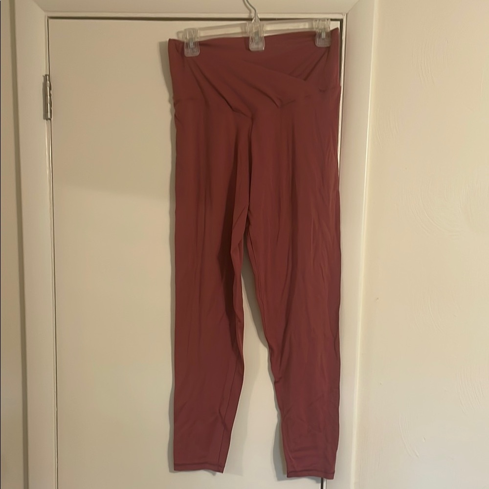 Aerie Real Me rose colored 7/8 high rise crossover leggings XL Long